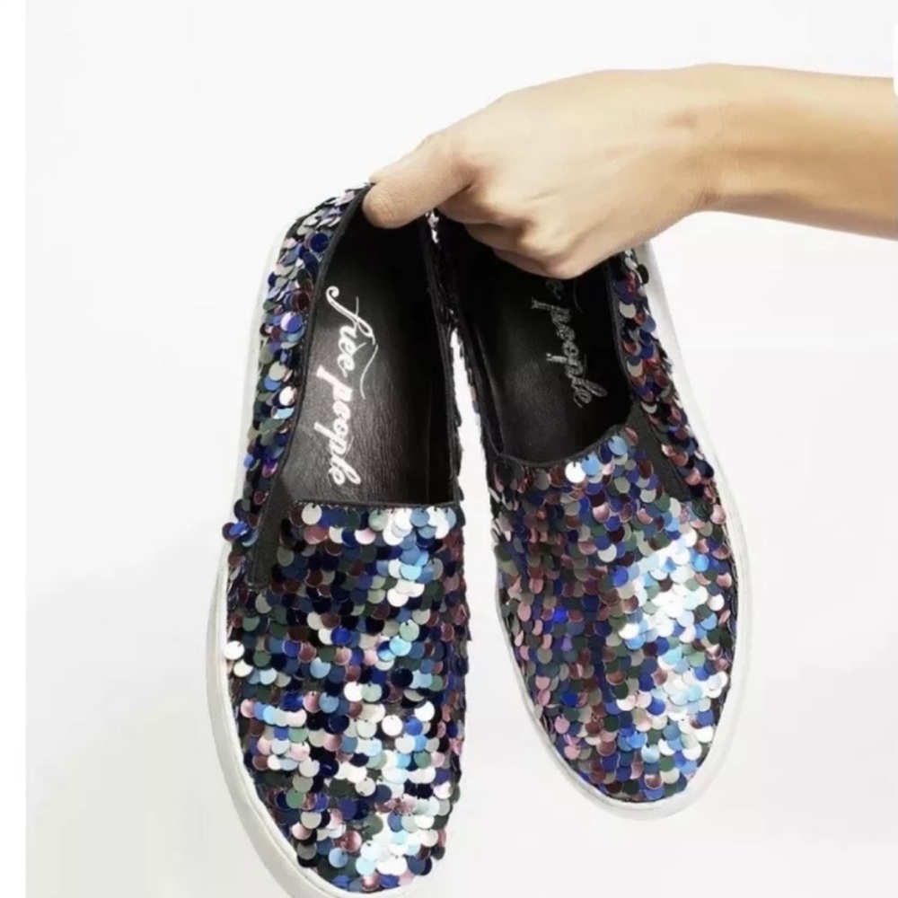 Free People Disco Sequin Slides Multi Color Sneak… - image 1